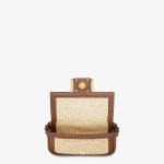 Baguette Mini Brown Leather and Macramé Bag - Image 4